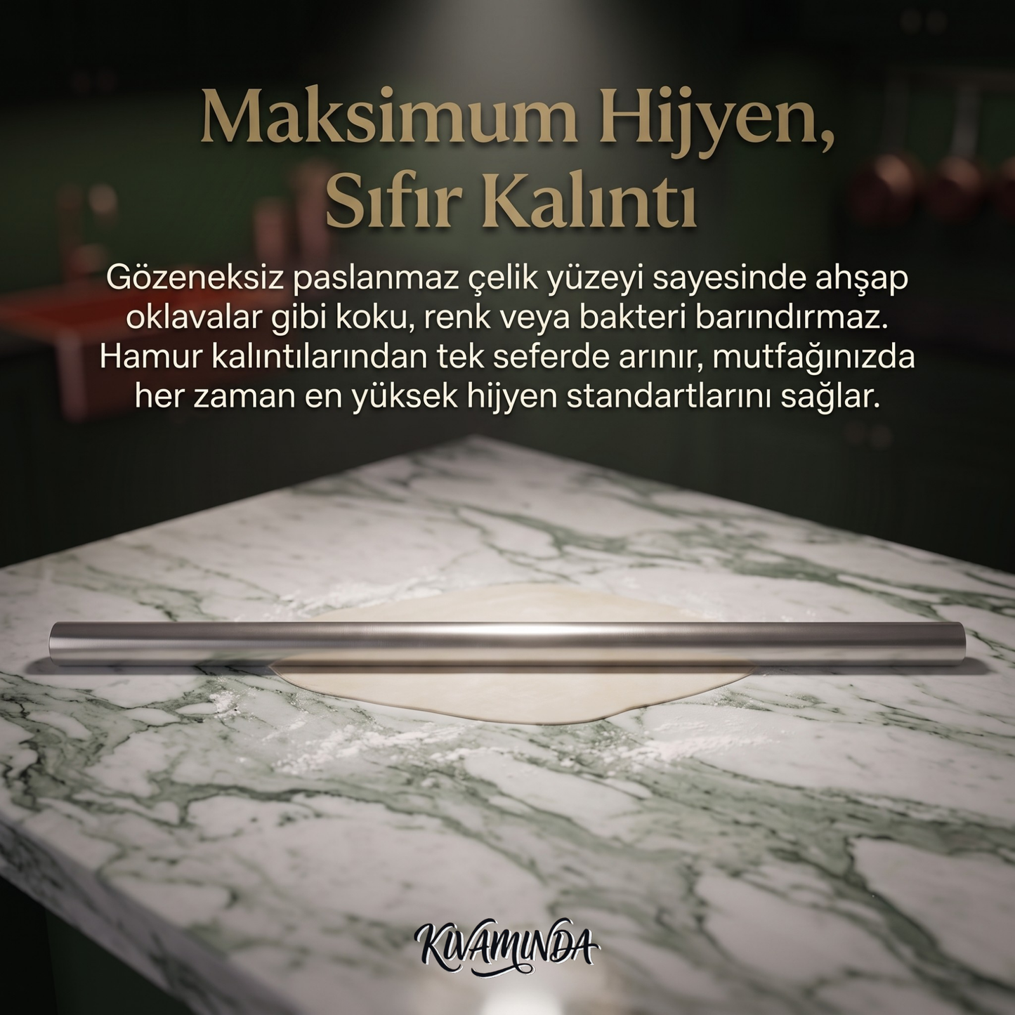 KIVAMINDA Paslanmaz Çelik Oklava