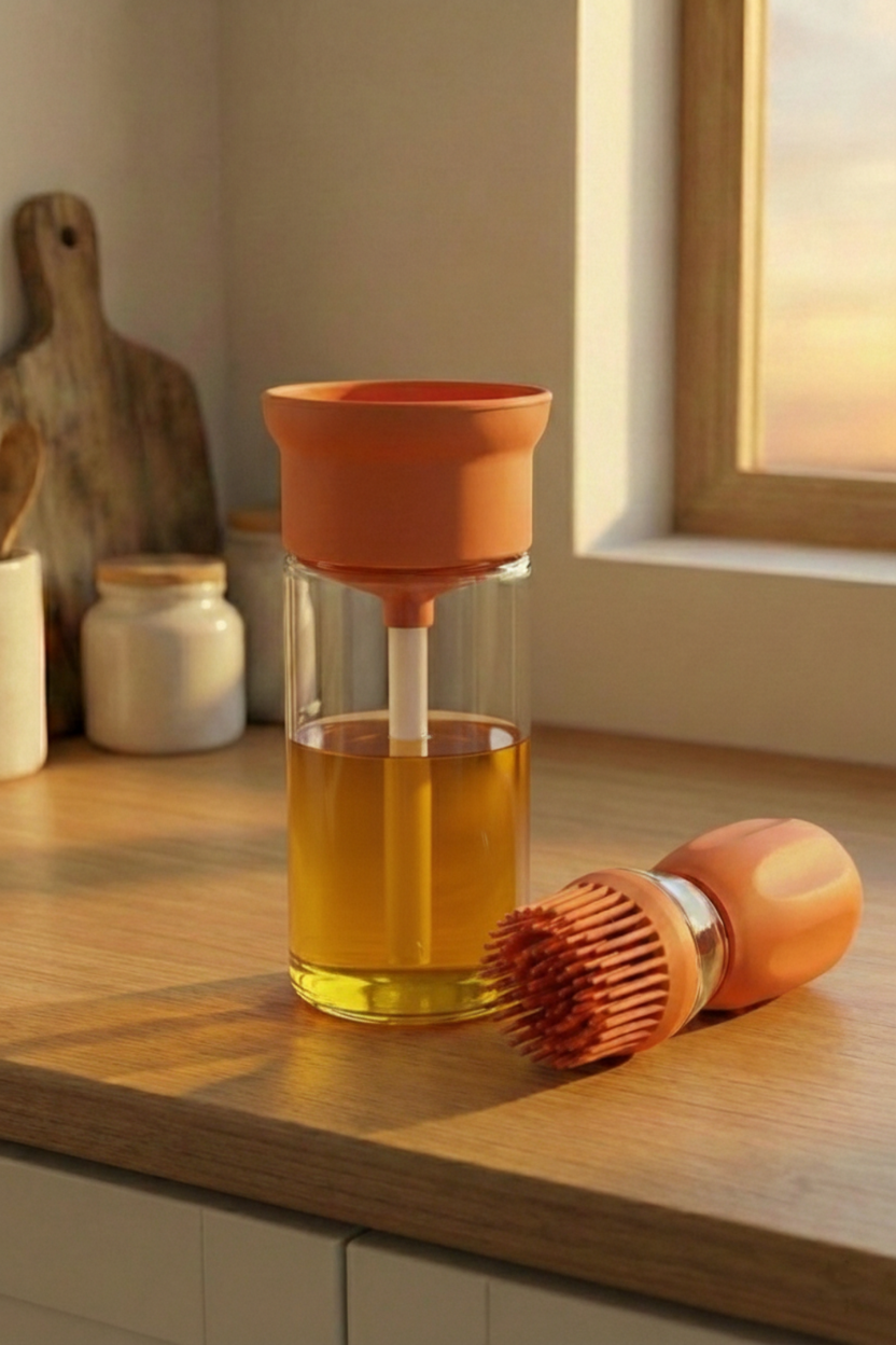 Büyük Boy (600 mL) Dökme ve Püskürtme Özellikli Akıtmaz Cam Yağdanlık