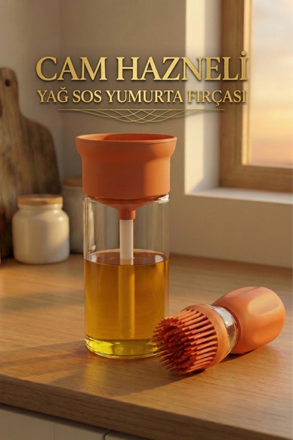 Büyük Boy (600 mL) Dökme ve Püskürtme Özellikli Akıtmaz Cam Yağdanlık