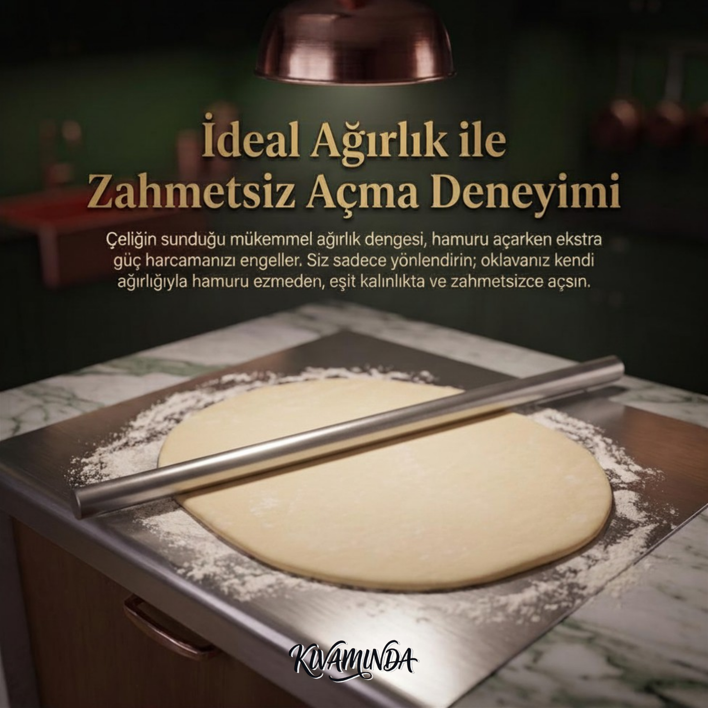 KIVAMINDA Paslanmaz Çelik Oklava