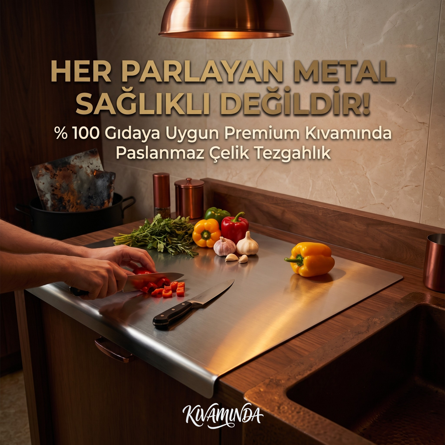 KIVAMINDA Paslanmaz Çelik Tezgahlık