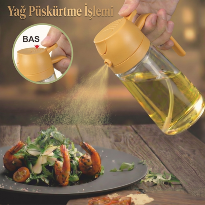 Dökme ve Püskürtme Özellikli Akıtmaz Cam Yağdanlık (450 mL)
