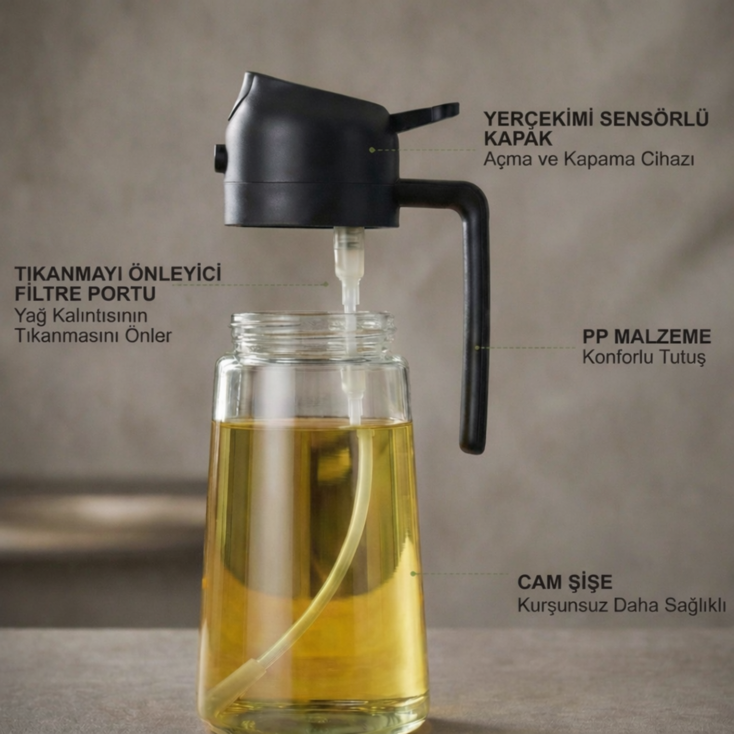 Dökme ve Püskürtme Özellikli Akıtmaz Cam Şişe