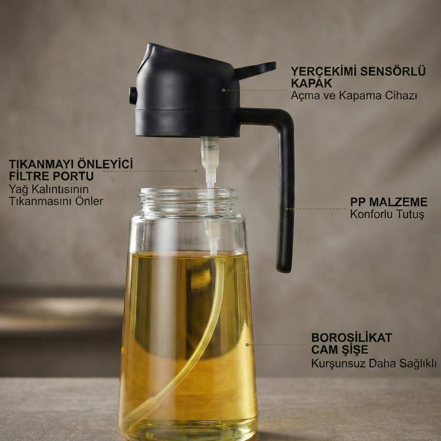 Dökme ve Püskürtme Özellikli Akıtmaz Cam Şişe