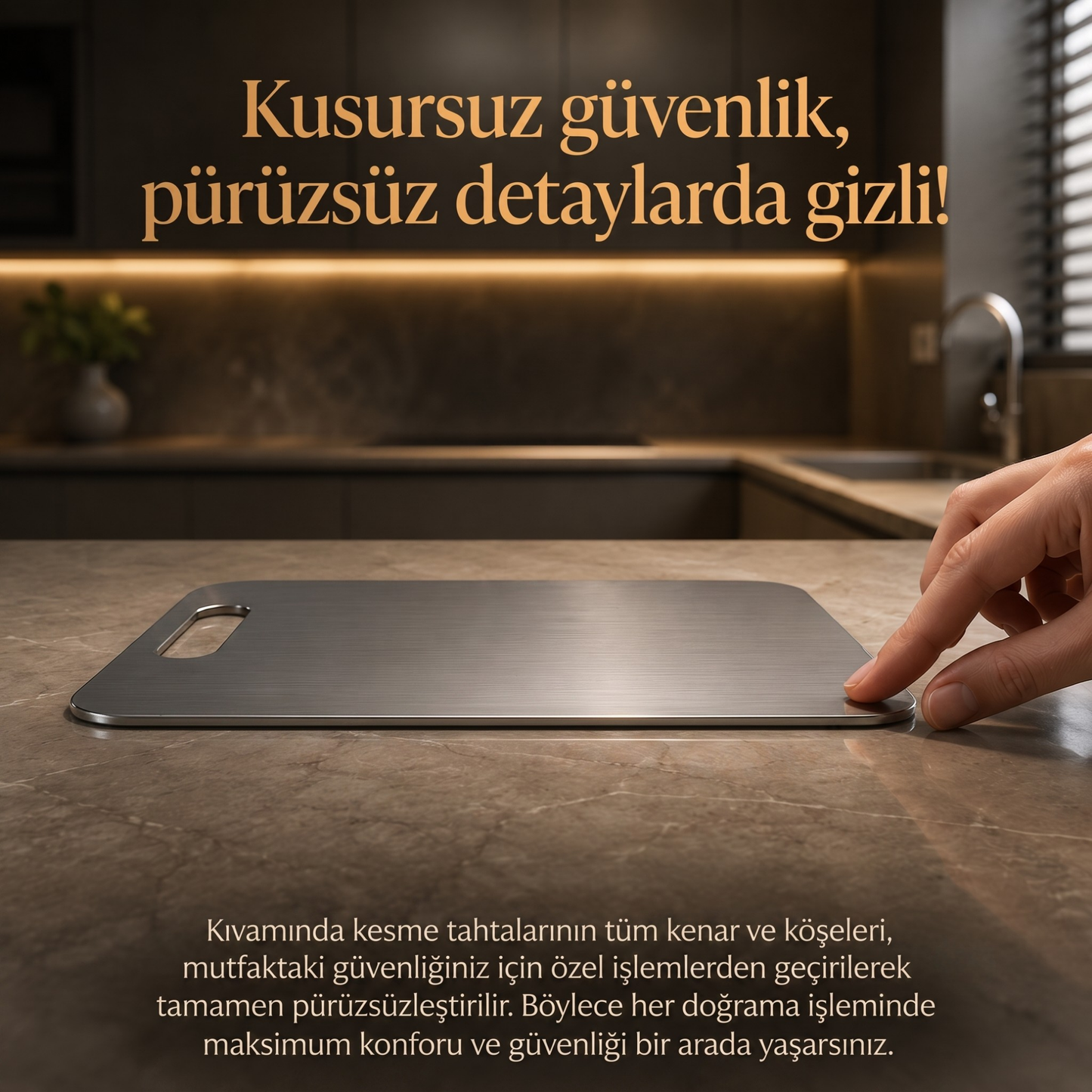 KIVAMINDA Paslanmaz Çelik Kesme Tahtası