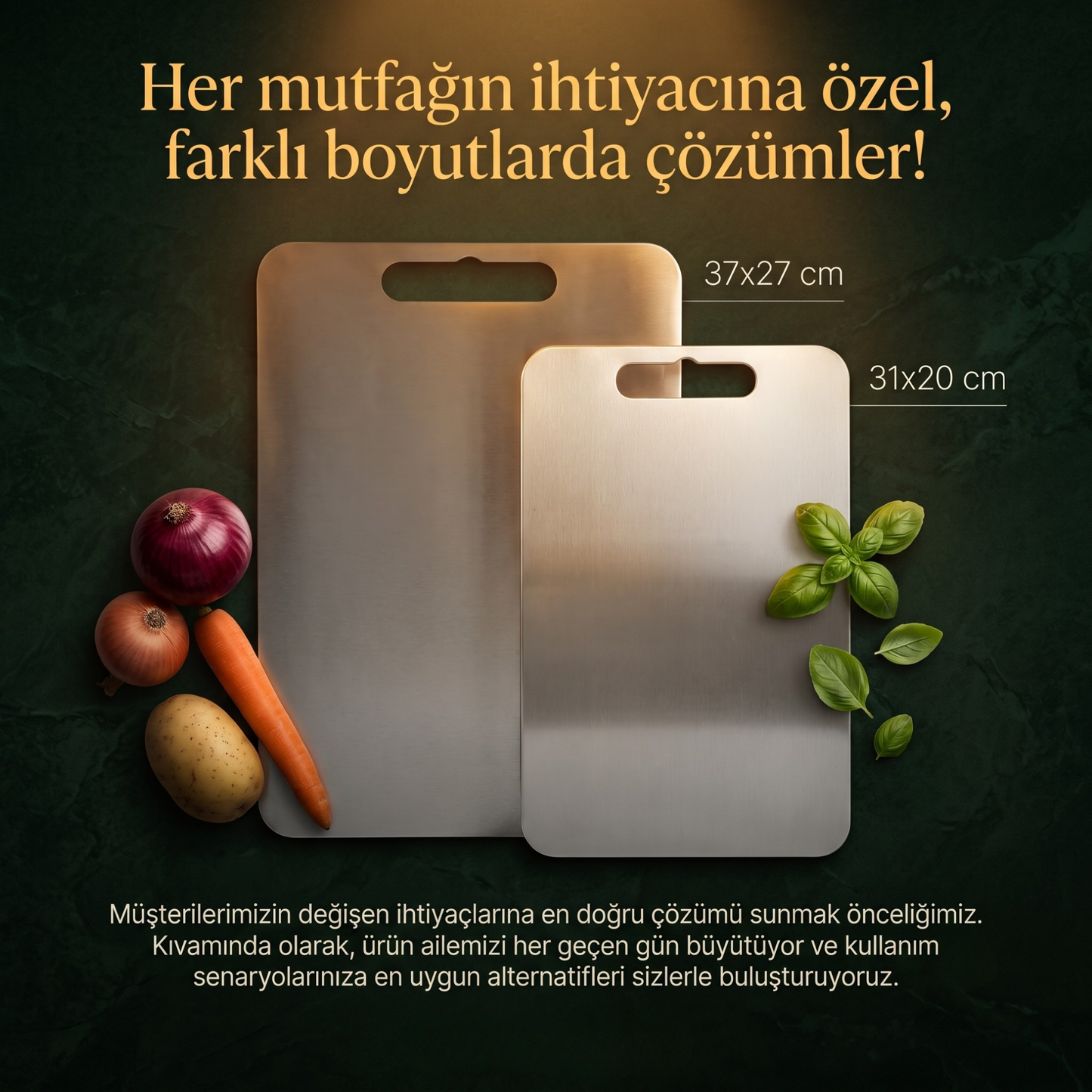KIVAMINDA Paslanmaz Çelik Kesme Tahtası